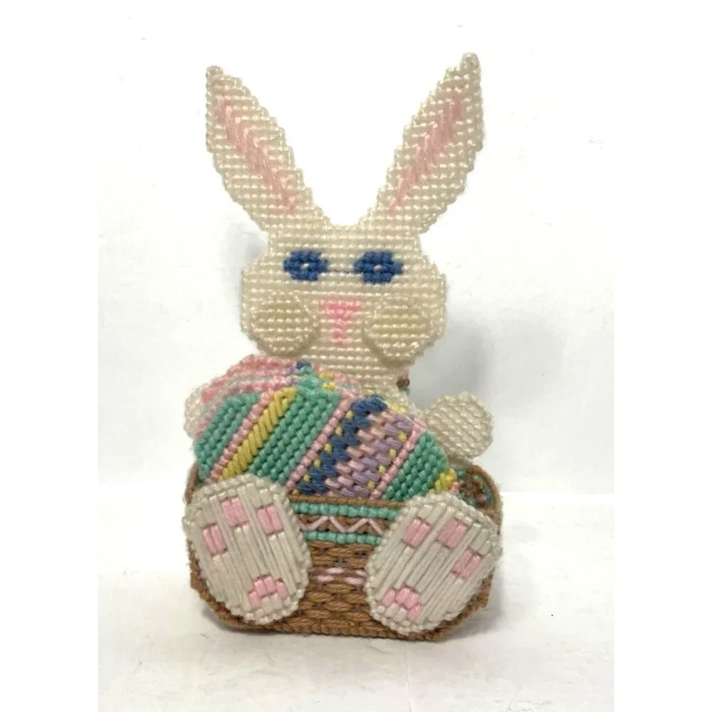 Vintage Easter Bunny Coaster Set With 6 Cross-Stitch Coasters